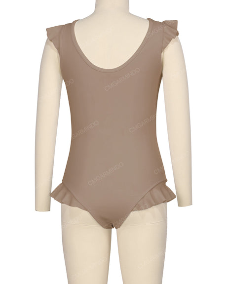 Frill Shoulder and Leg Scoop Back One Piece