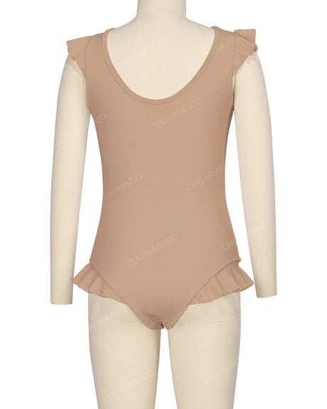 Frill Shoulder and Leg Scoop Back One Piece