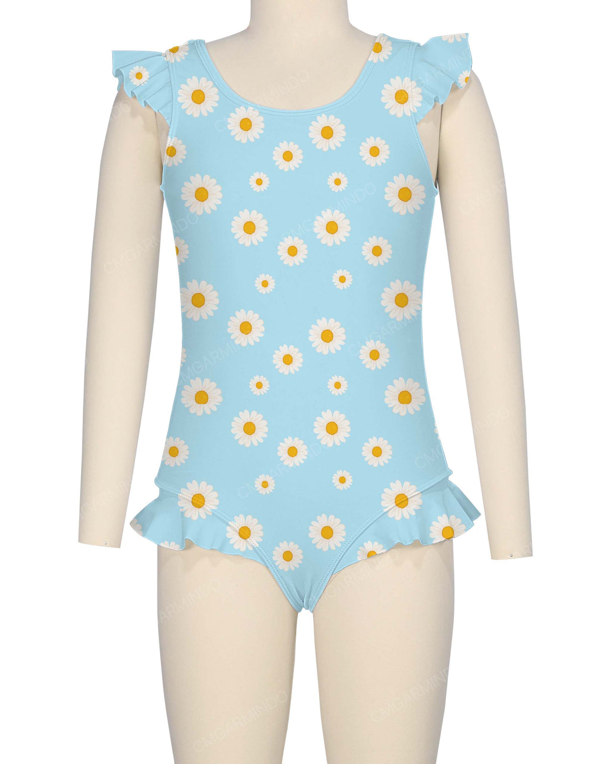 Frill Shoulder and Leg Scoop Back One Piece
