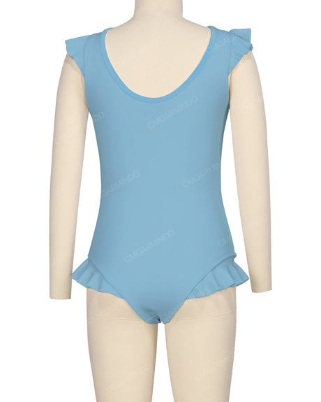 Frill Shoulder and Leg Scoop Back One Piece