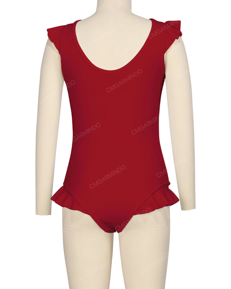 Frill Shoulder and Leg Scoop Back One Piece