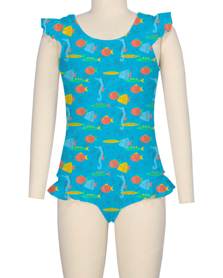 Frill Shoulder and Leg Scoop Back One Piece