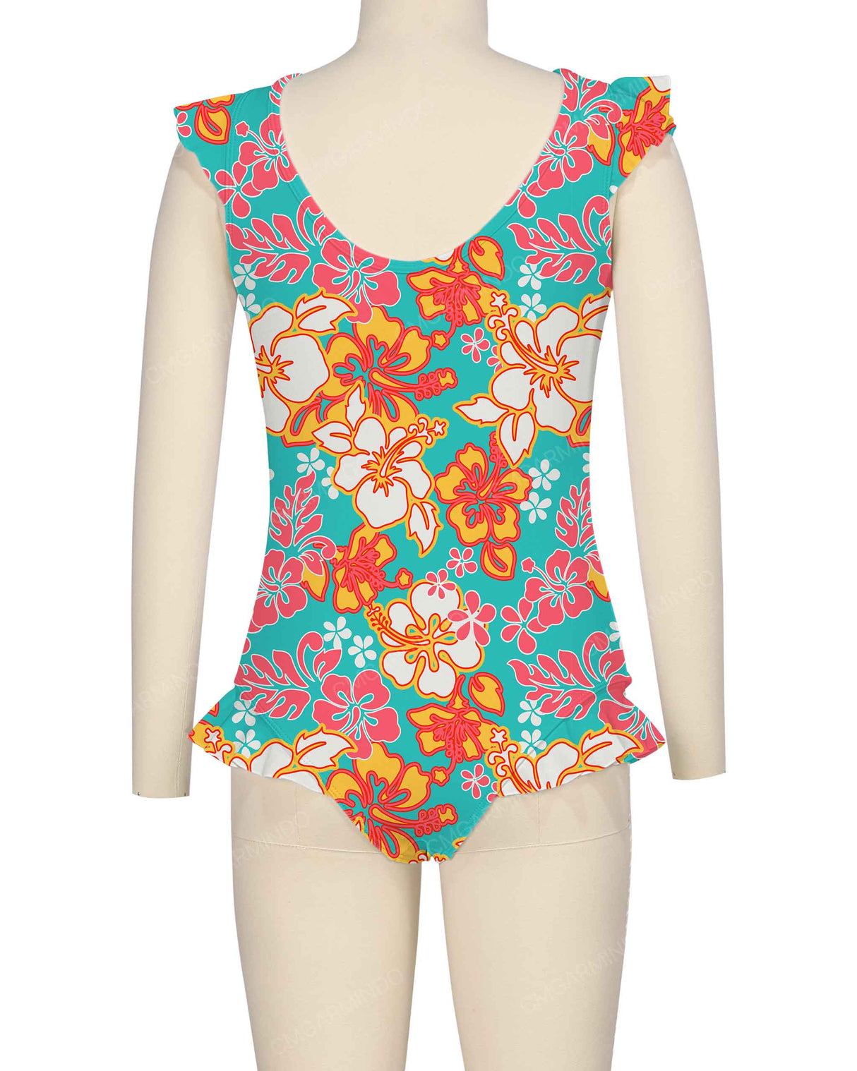 Frill Shoulder and Leg Scoop Back One Piece