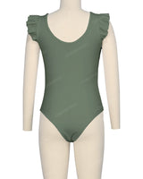 Frill Shoulder Scoop Back One Piece