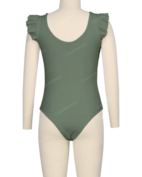 Frill Shoulder Scoop Back One Piece