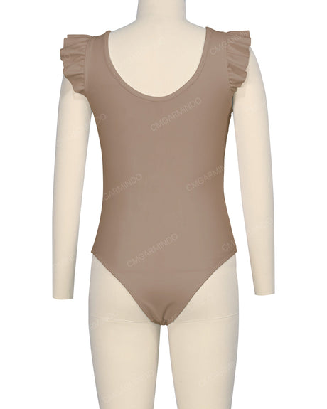 Frill Shoulder Scoop Back One Piece