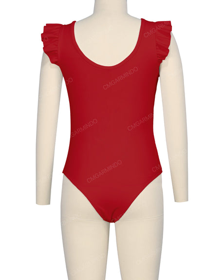 Frill Shoulder Scoop Back One Piece