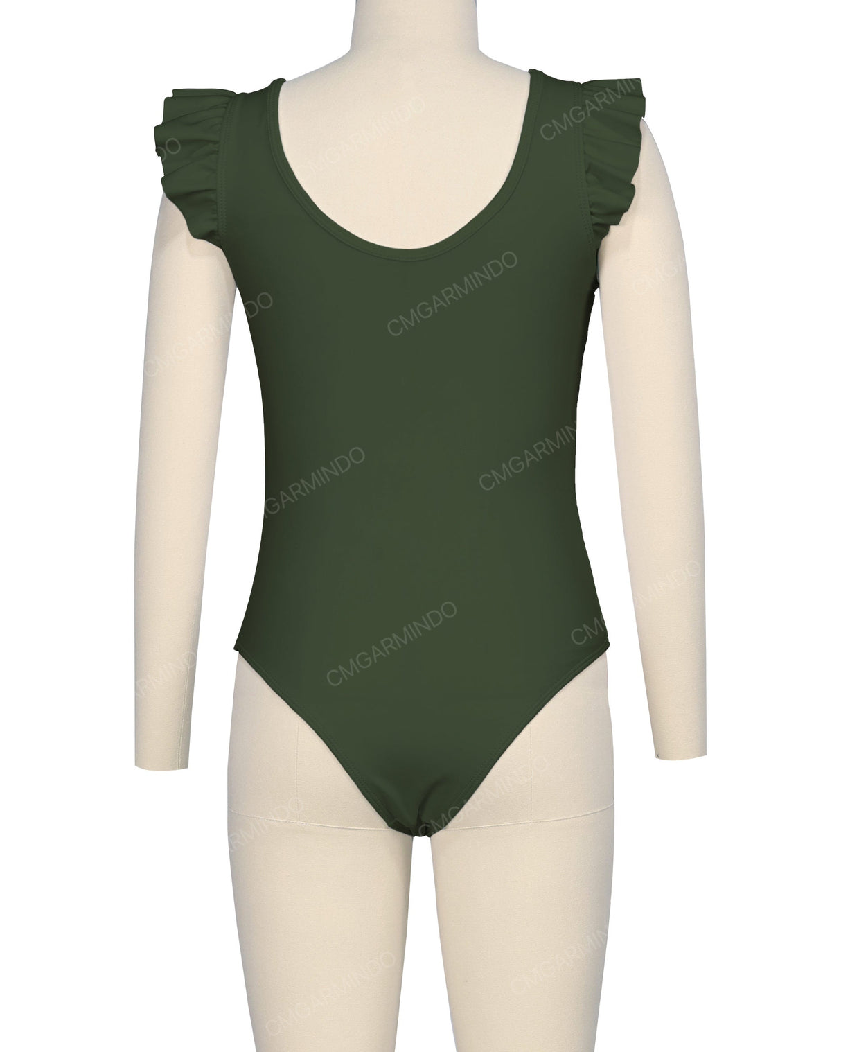 Frill Shoulder Scoop Back One Piece