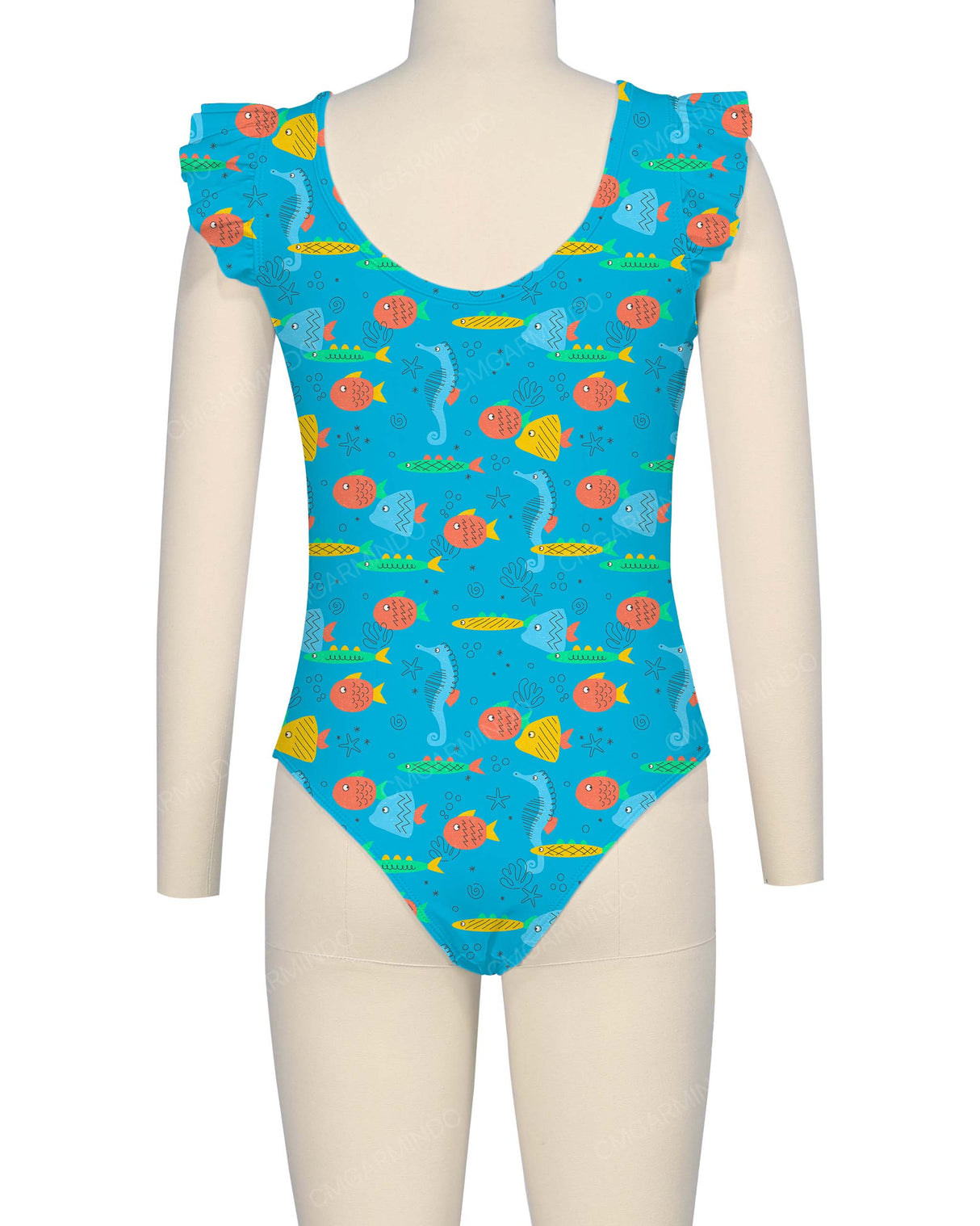 Frill Shoulder Scoop Back One Piece
