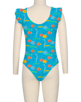Frill Shoulder Scoop Back One Piece