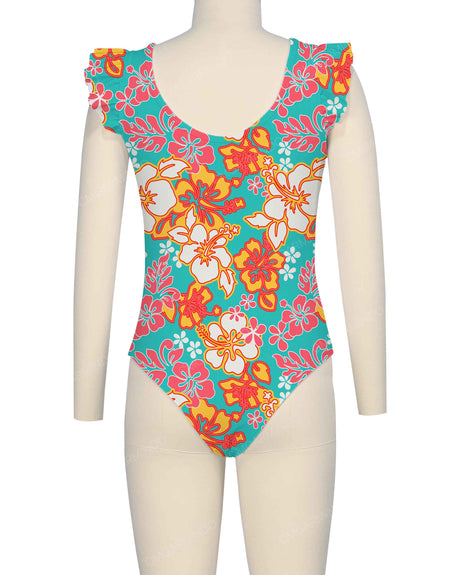 Frill Shoulder Scoop Back One Piece