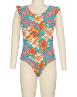 Frill Shoulder Scoop Back One Piece