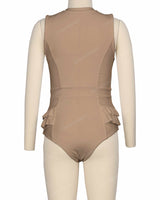 Sleeveless Frill Waist One Piece