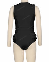 Sleeveless Frill Waist One Piece