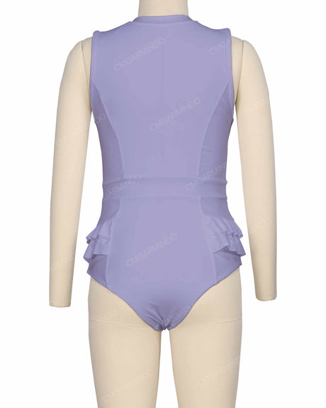 Sleeveless Frill Waist One Piece