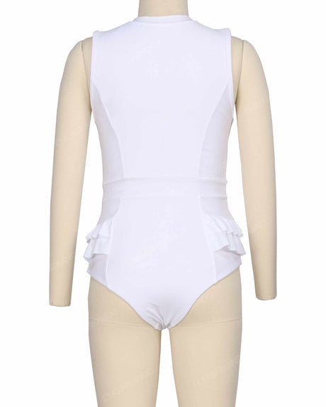 Sleeveless Frill Waist One Piece