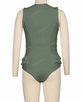 Sleeveless Frill Waist One Piece