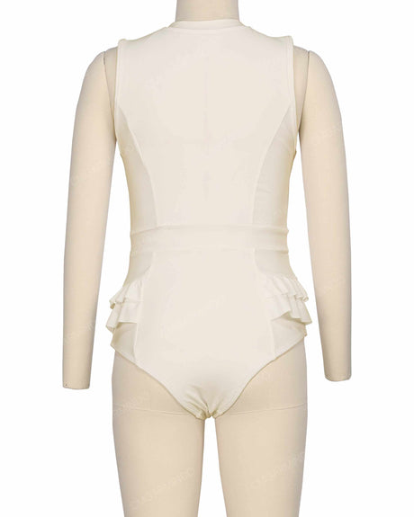 Sleeveless Frill Waist One Piece