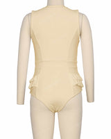 Sleeveless Frill Waist One Piece