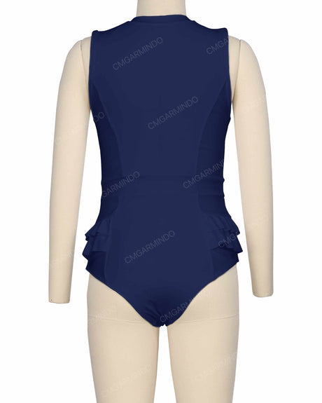 Sleeveless Frill Waist One Piece