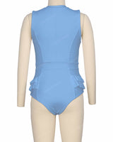 Sleeveless Frill Waist One Piece
