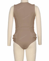 Sleeveless Frill Waist One Piece