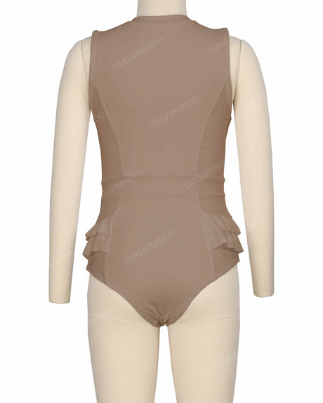 Sleeveless Frill Waist One Piece