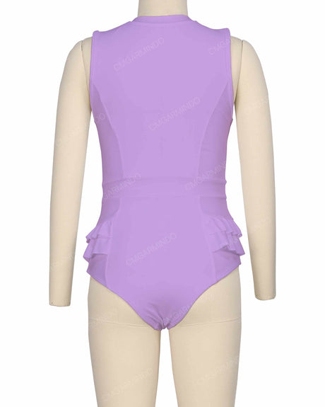 Sleeveless Frill Waist One Piece