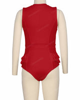 Sleeveless Frill Waist One Piece
