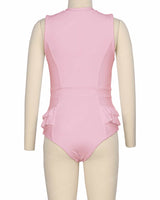 Sleeveless Frill Waist One Piece