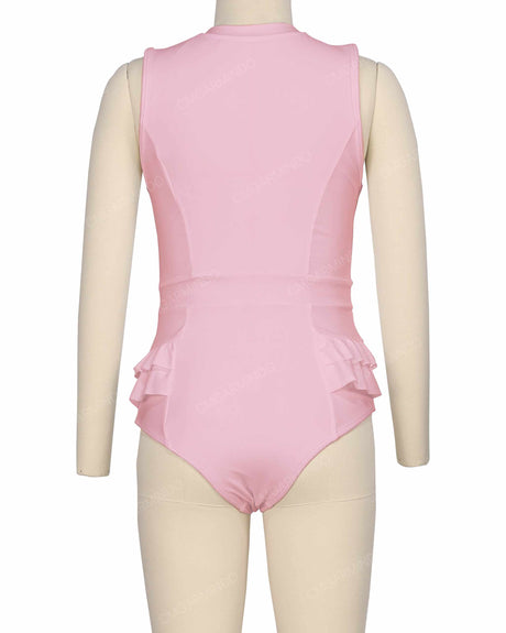 Sleeveless Frill Waist One Piece