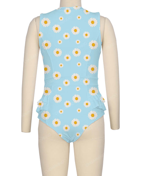 Sleeveless Frill Waist One Piece
