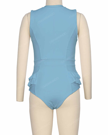 Sleeveless Frill Waist One Piece