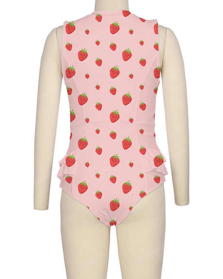 Sleeveless Frill Waist One Piece