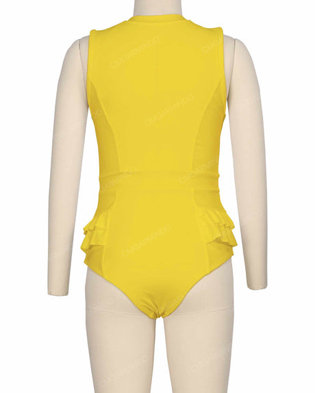 Sleeveless Frill Waist One Piece