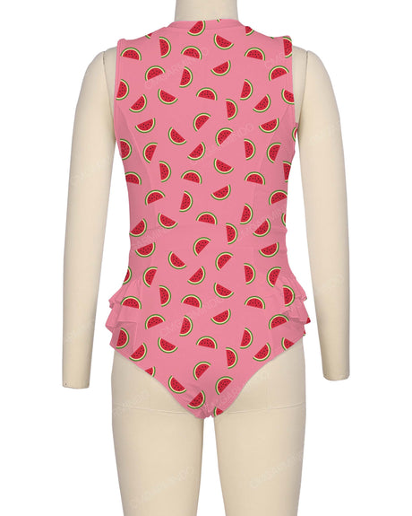 Sleeveless Frill Waist One Piece