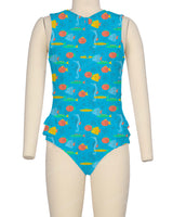 Sleeveless Frill Waist One Piece