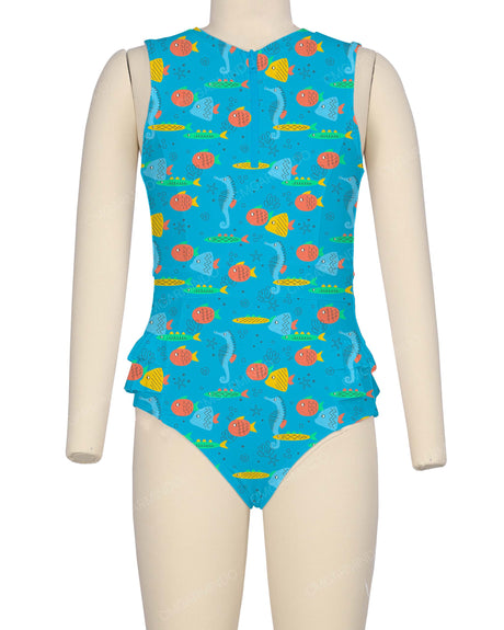 Sleeveless Frill Waist One Piece