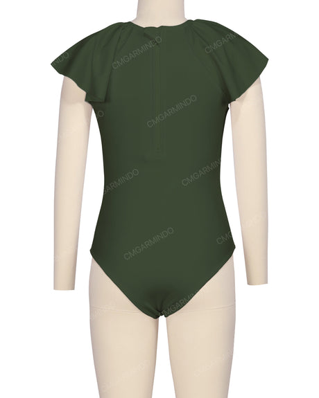 Frill Sleeve Zip Back One Piece