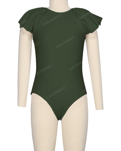 Frill Sleeve Zip Back One Piece