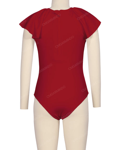 Frill Sleeve Zip Back One Piece