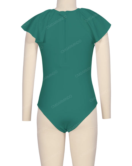 Frill Sleeve Zip Back One Piece