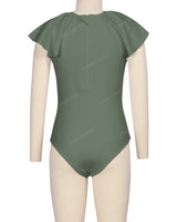 Frill Sleeve Zip Back One Piece