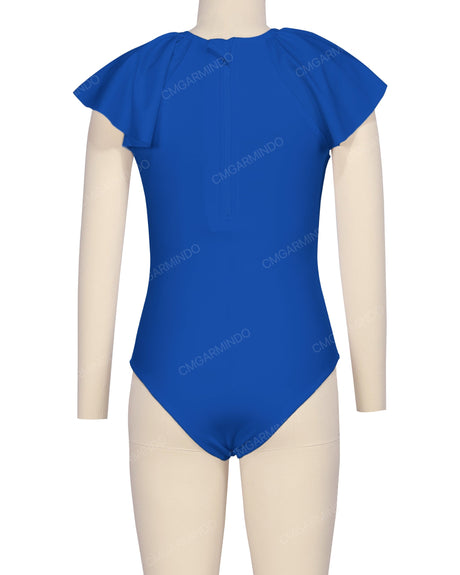 Frill Sleeve Zip Back One Piece