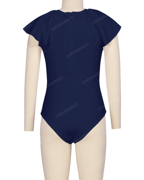 Frill Sleeve Zip Back One Piece