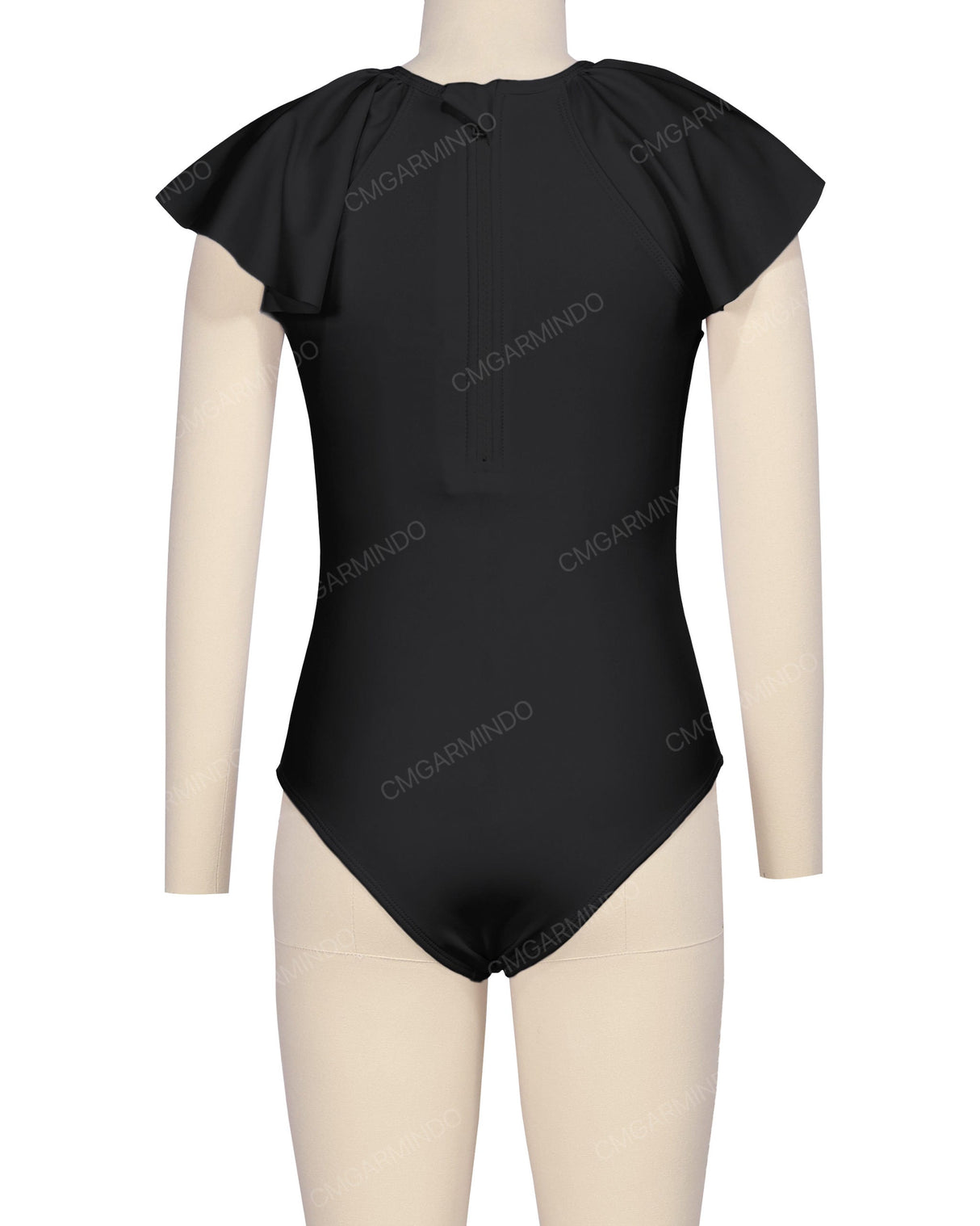 Frill Sleeve Zip Back One Piece