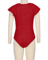 Frill Sleeve Zip Back One Piece