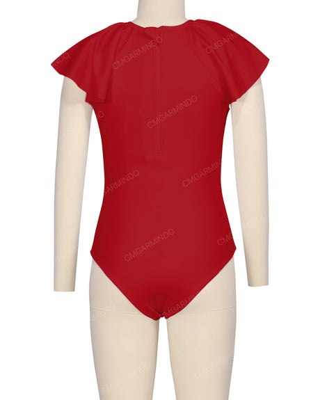 Frill Sleeve Zip Back One Piece