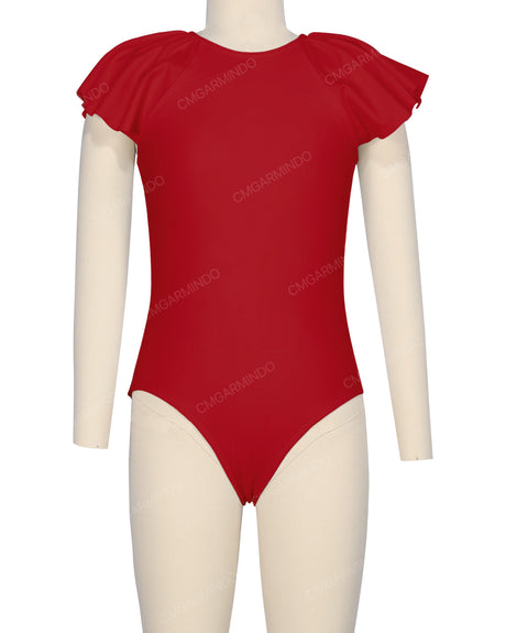 Frill Sleeve Zip Back One Piece
