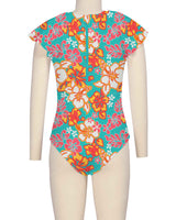 Frill Sleeve Zip Back One Piece